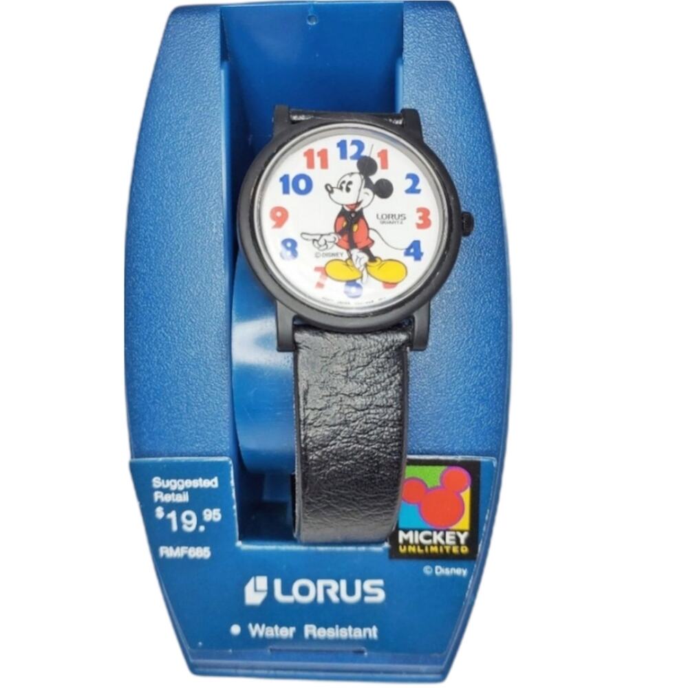 Disney X Lorus Mickey Mouse Blue & Red Plastic VTG Watch NOS